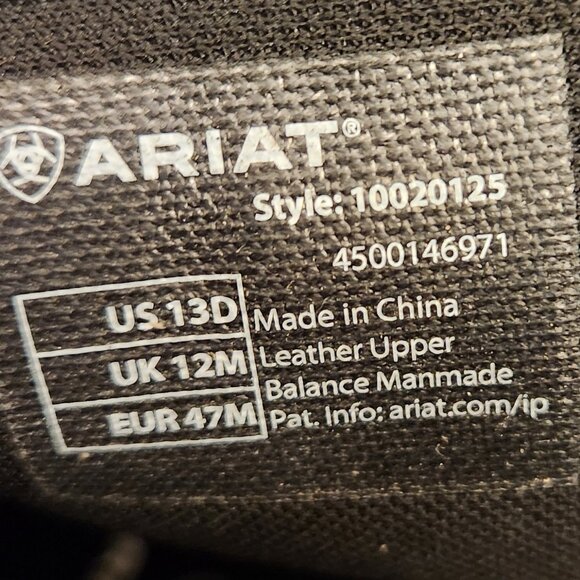 Ariat Black Leather "Heritage" Lace up boots. NWT. Size 13 - Picture 11 of 11